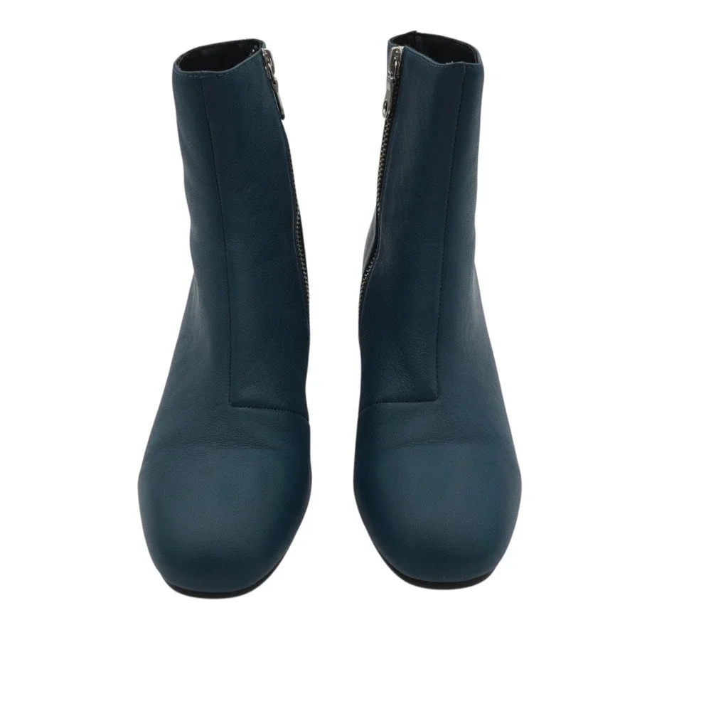 Maison Mihara Yasuhiro Billiard 8 Ball Heel Ankle Boots Teal Leather US‎ 7